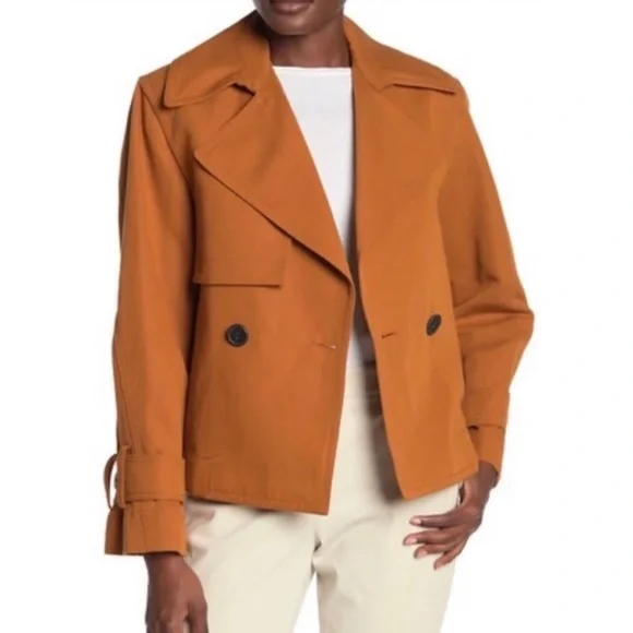 VINCE • Dark Sienna Cropped Linen-Cotton Jacket, S - Picture 16 of 16